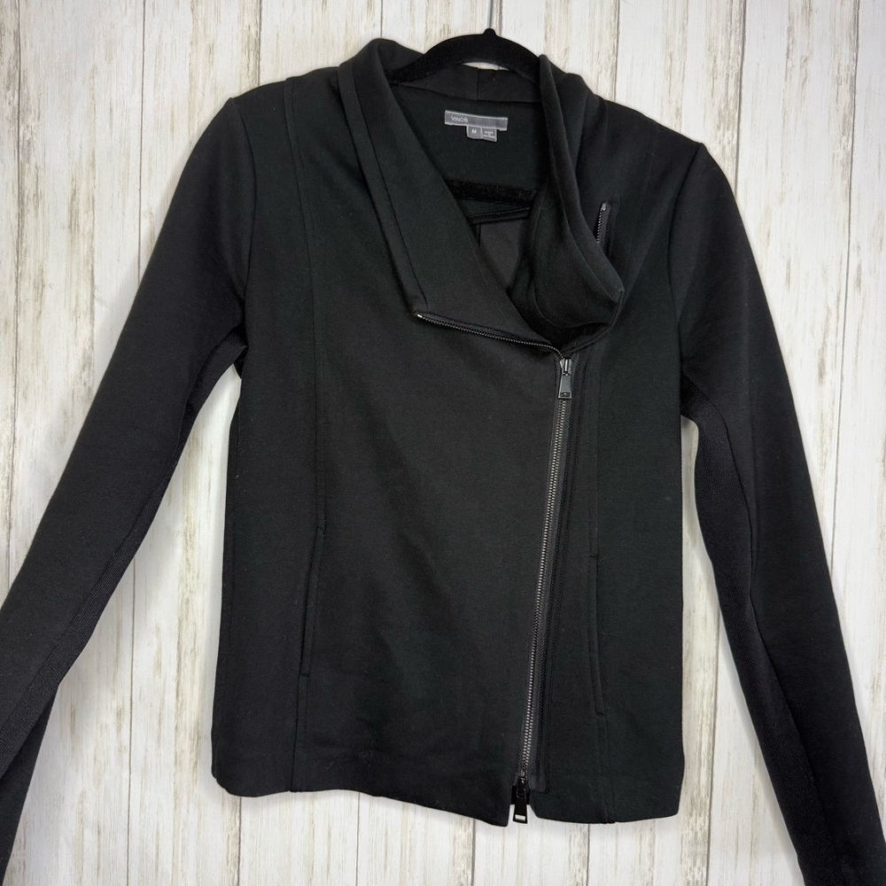 Vince Black Asymmetrical Zip Jacket Medium